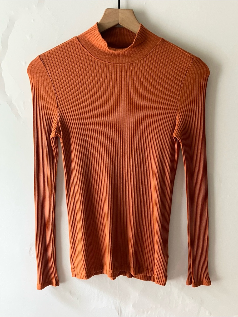 RACHEL ZOE Ribbed Long Sleeve Mock Neck Top